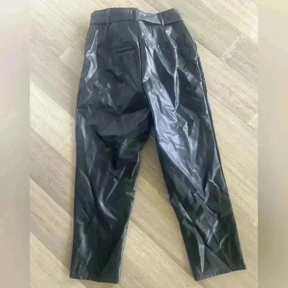 EXPRESS | Faux leather pleated cropped trouser pants with tie waist belt - Picture 2 of 4